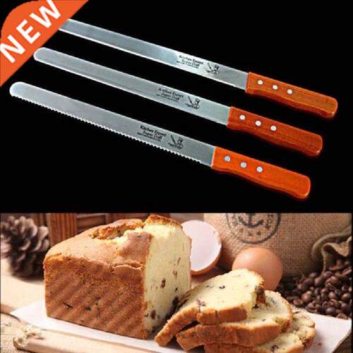 10 Inch Stainless Steel Serrated Bread Knife Natural Wooden