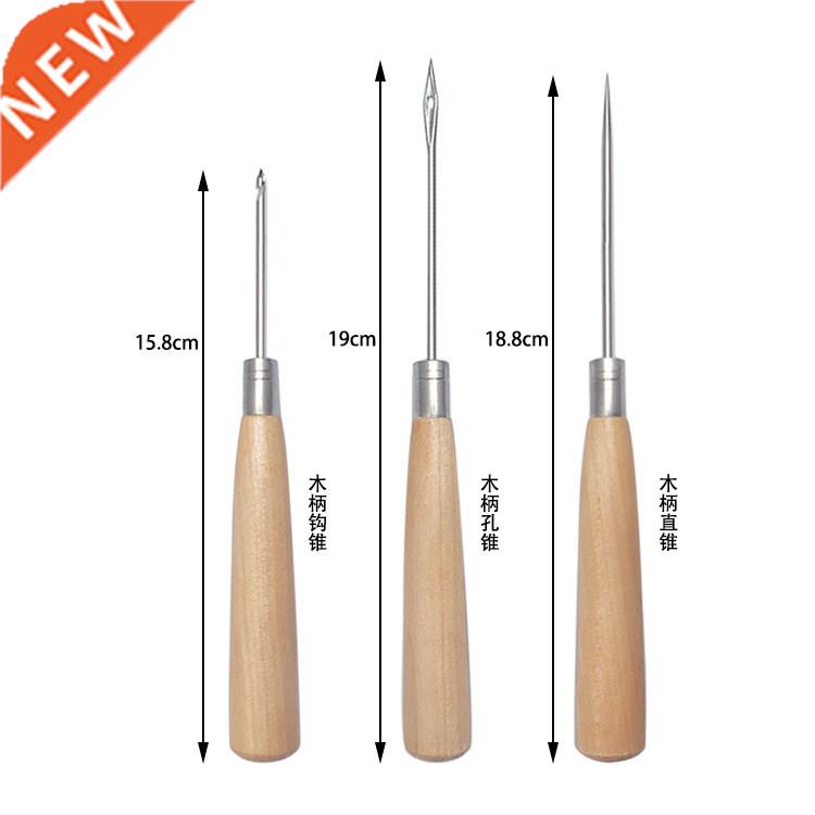 1 Pc  types Leather Wood Handle Sewing Awl For Leather Craf