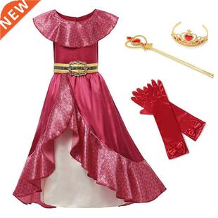 Girl Princess Red Elena Kids Dress up Cosplay Costume Sleeve