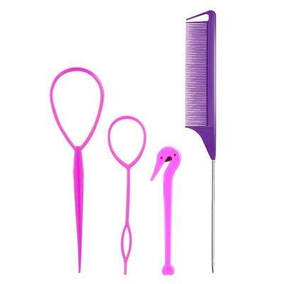 4pcs/set French Braid Tool Loop Elastic Hair Bands Remover C