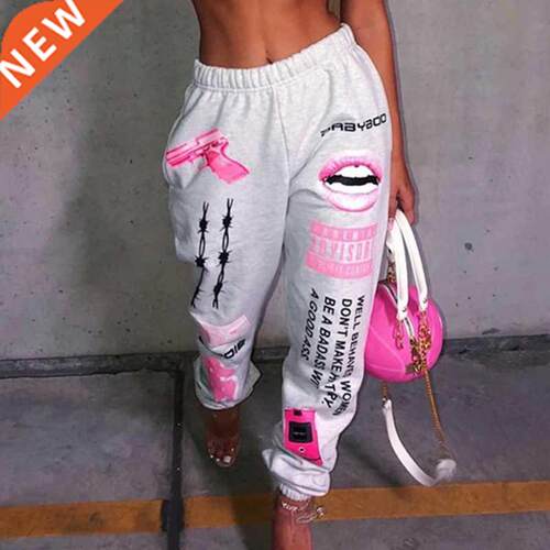 Summer hip-hop graphic sweatpants 2021 new women's jogger tr