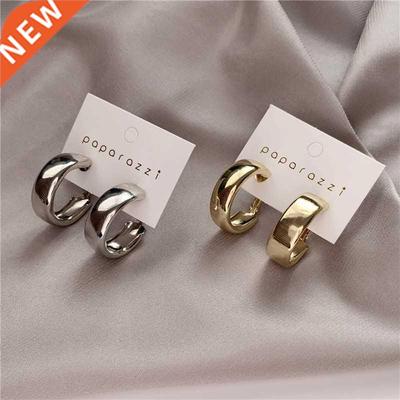 Golden Big hoop Earrings Korean Geometry Metal Gold Earrings