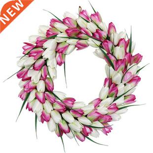 Artificial Tulip Wreath Springtime Wreath for Front Door Win