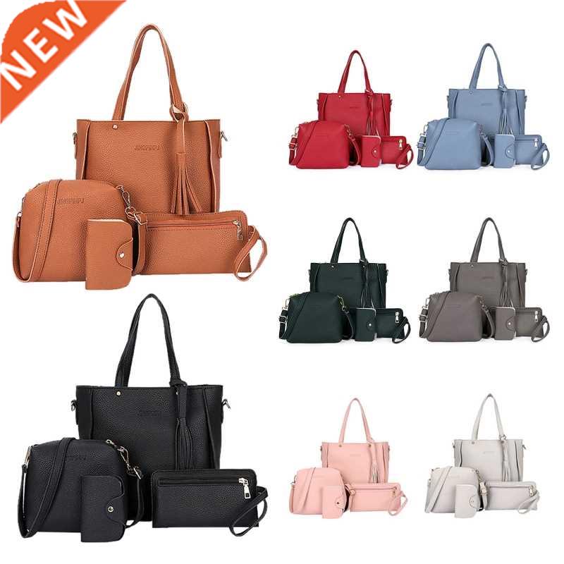 066F 4pcs Women Lady Fashion Handbag Shoulder Bags Tote Purs