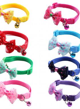 Fashion Pet Bow Collar Cat Bell Collar Headband 8 Color Pet