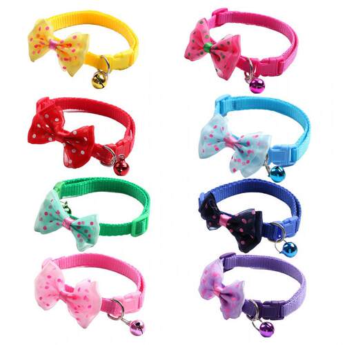 Fashion Pet Bow Collar Cat Bell Collar Headband 8 Color Pet