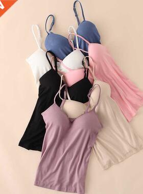 Women Padded Bra Spaghetti Strap V Neck Vest Cami Tank Tops