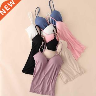 Women Padded Bra Spaghetti Strap V Neck Vest Cami Tank Tops