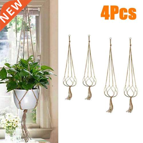 4PCS Jute Rope Plant Holders Plant Flower Pot Hangers Hangin