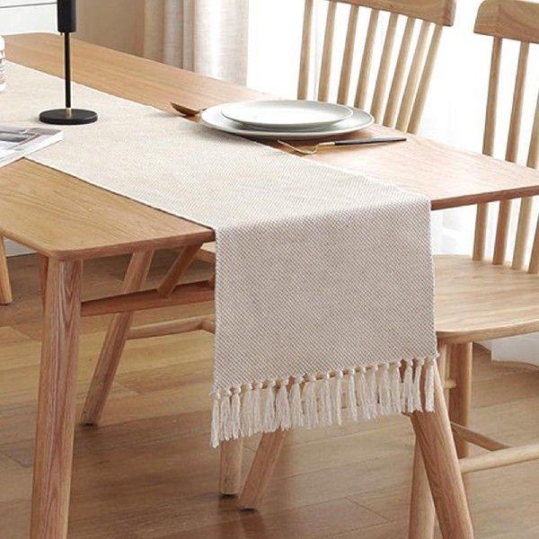 Simple Style Woven Table Runner Walf Checks/Wave Decorative