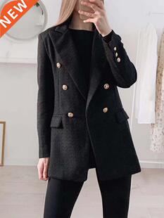 Klkxmyt ZBZA Blazer Women 2022 Fashion Metal Double Breasted