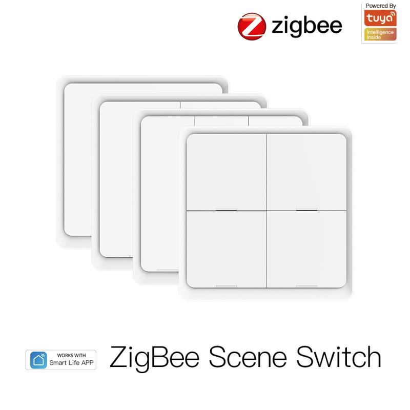 4 Gang Tuya ZigBee Wireless 12 Scene Switch Push Button Cont