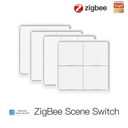 4 Gang Tuya ZigBee Wireless 12 Scene Switch Push Button Cont