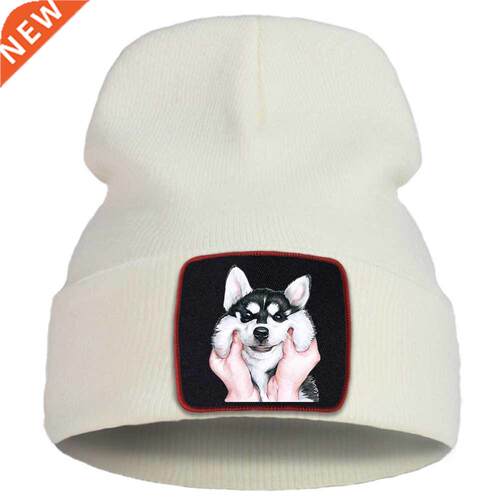 Lovely Cute Husky Dog Bonnet Caps Women Winter Cotton Warm S