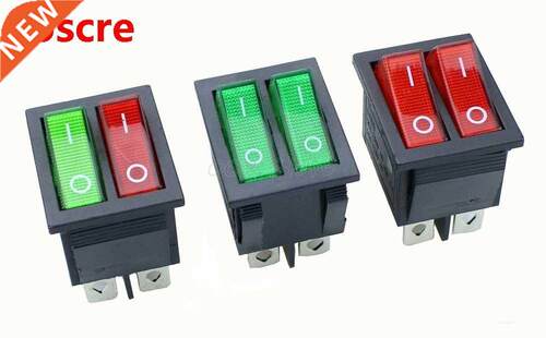 KCD2 Double Boat Rocker Switch 6 Pin On-Off With Green Red L