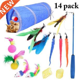14pcs/set Interactive Training Chew Ball Toy Feather tunnel