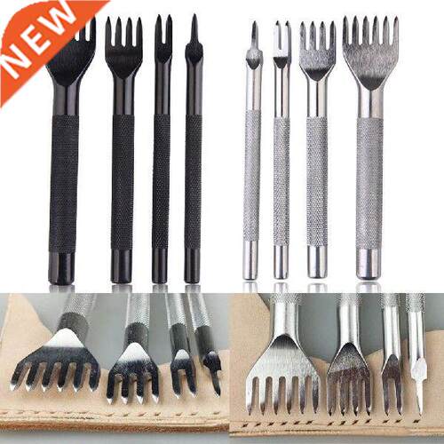 4 Pcs Leather Craft Tools Black Steel Leather Hole Punches