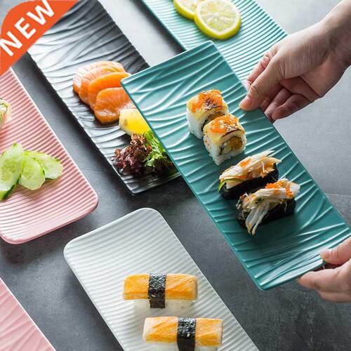 Nordic Ceramic Rectangul Sushi Long Plate Dessert Cake Sna