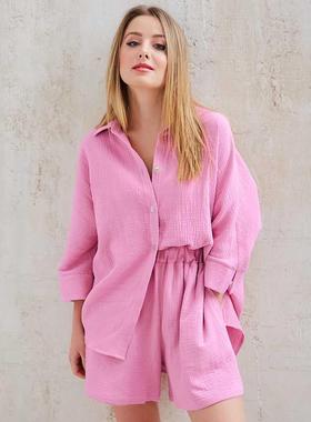 HiLoc Casual Sleepwear Cotton Pajaas For Woen Sets Suit Tu