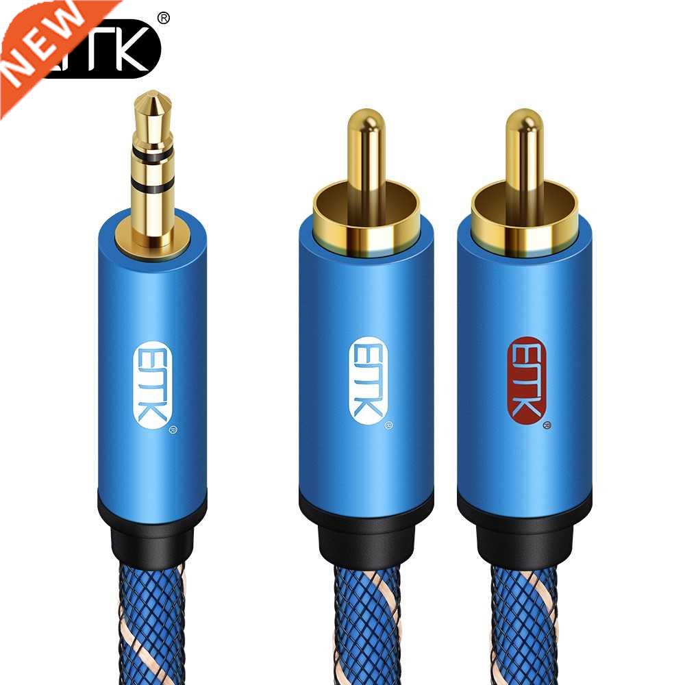 EMK AUX .5mm to 2 RCA Audio RCA Splitter Cable Male to Mal