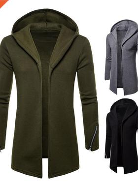 Men's Coat Hooded Long Sleeve Casual Autumn Winter Coat Soli