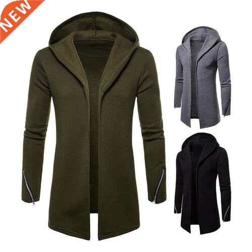 Men's Coat Hooded Long Sleeve Casual Autumn Winter Coat Soli