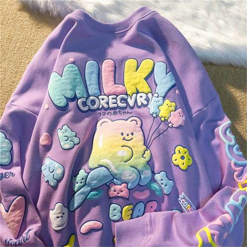 Japan Loose Cute Purple T-Shirt Amine Summer Oversize Female