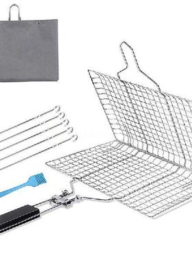Grilling Basket,Portable And Foldable BBQ Grill Mesh Clamp