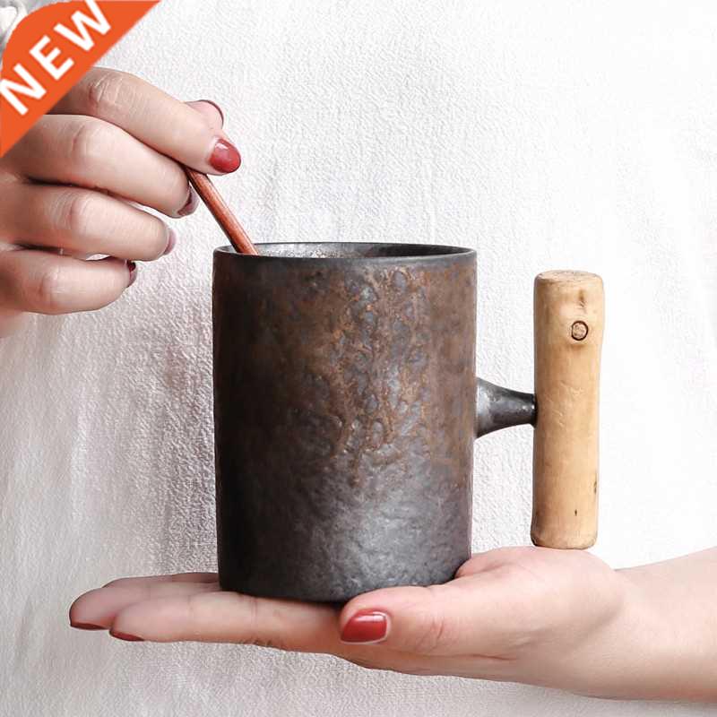 Japanese-style Vintage Ceramic Coffee Mug Tumbler Rust Glaze