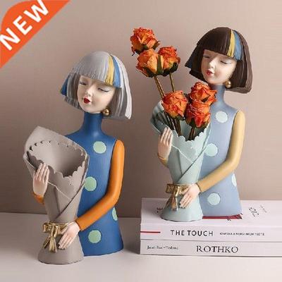 Nordic Decoration Bouquet Girl Flower Figurines Resin