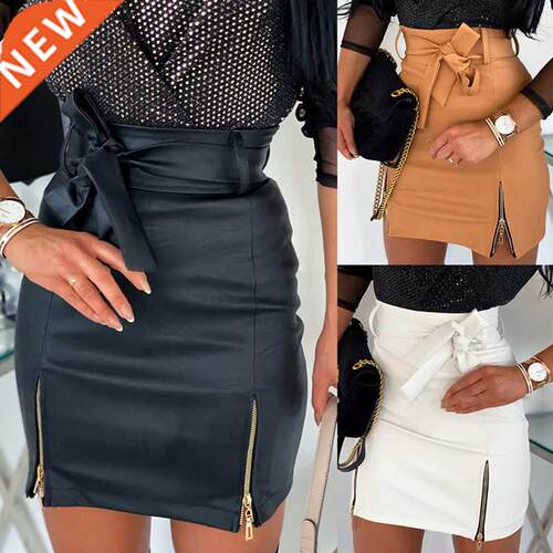 Sexy Women Black PU Leather Pencil Bodycon Skirt Clubwe Do