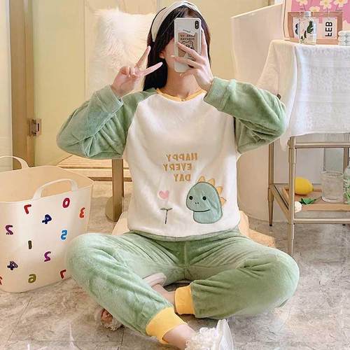 Autumn Winter Women Pyjamas Sets pajamas Sleepwear Suit Thic