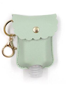 Empty Bottle PU Leather Hand Sanitizer Keychain Hol