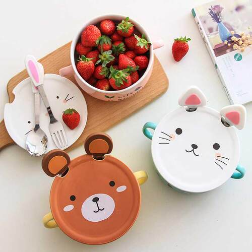 Cute cartoon rabbit ceramic foam noodle bowl large