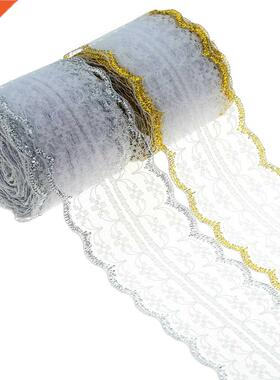 10Meters Gold Silver Edge White Lace Ribbon  Apparel Sewi