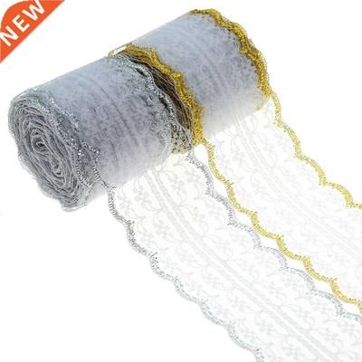 10Meters Gold Silver Edge White Lace Ribbon  Apparel Sewi