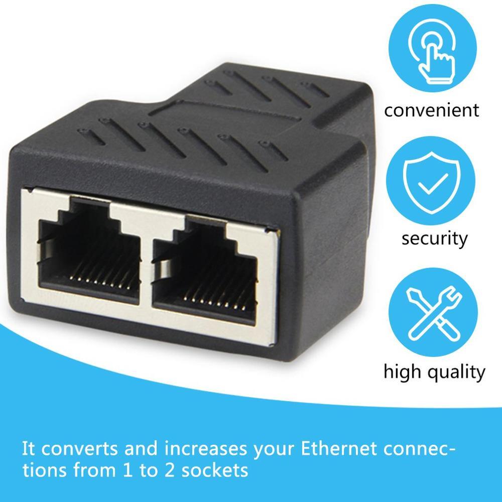 RJ45 Ethernet LAN Network Y Splitter  Ports Coupler Connect