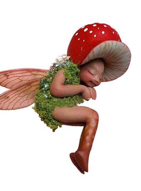 Newest Mini Sleeping Mushroom Fairy Statue Resin Elf Crafts