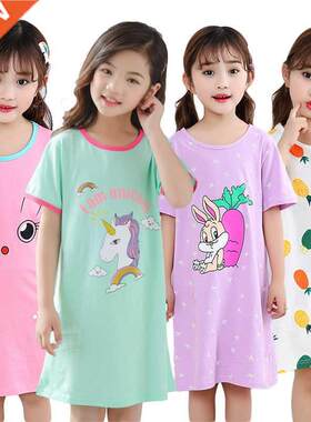 Unicorn Cotton Nightdress Little Teen Girl Pajamas Dresses C