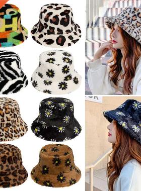New Fashion Women Bucket Hat Faux Fur Fisherman Cap Multicol