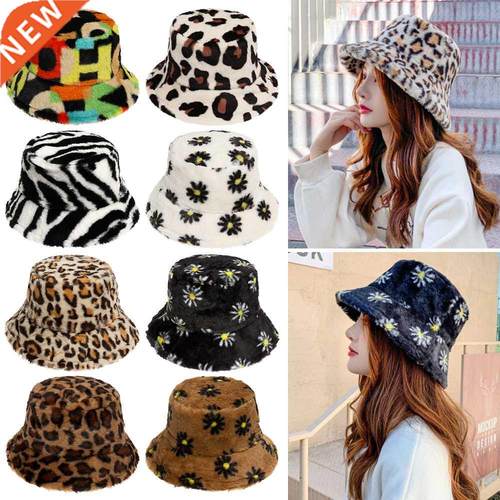 New Fashion Women Bucket Hat Faux Fur Fisherman Cap Multicol