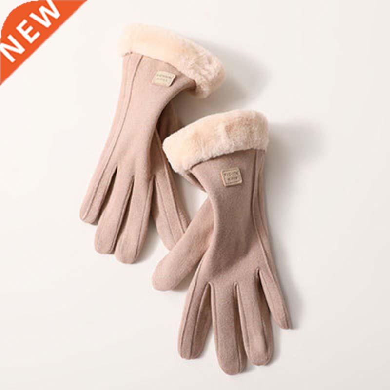 Mitten Ladies Winter Letter De Velvet Outdoor Korean Sports