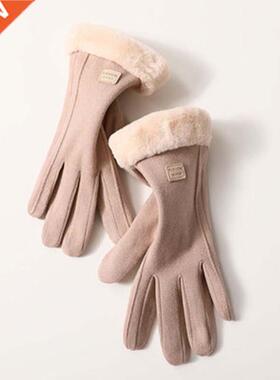 Mitten Ladies Winter Letter De Velvet Outdoor Korean Sports