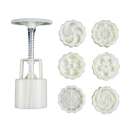 6 Style Flower-shaped Mooncake Mold Set Mid Autumn Festival