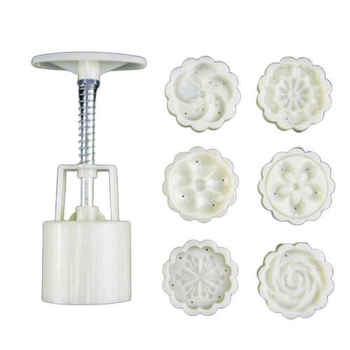 6 Style Flower-shaped Mooncake Mold Set Mid Autumn Festival