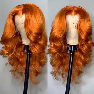 Synthetic Long Orange 180% Density Ginger Body Inch Wave