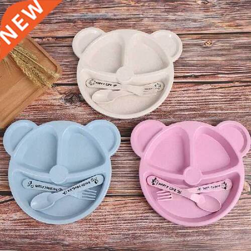 Wheat Straw Tableware Cartoon Bear Children Dishes Kids