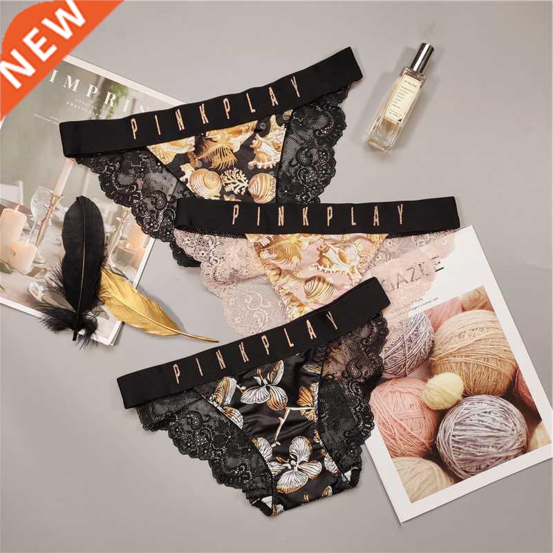 Women's Cotton Underwear Sexy Lace Pantes Female Prnted Un图片