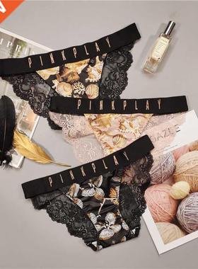 Women's Cotton Underwear Sexy Lace Pantes Female Prnted Un