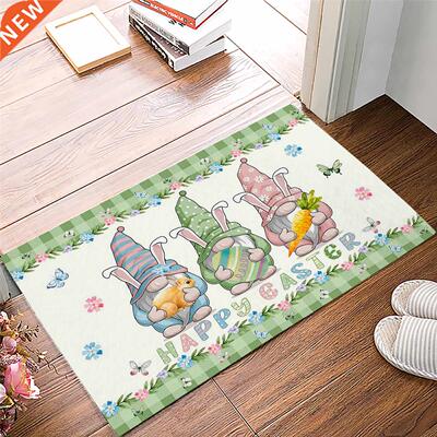 Easter Bunny Dwarf Egg Flower Doormat Entrance Floor Mat